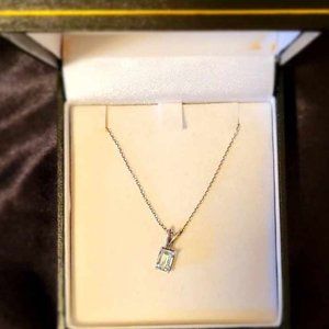 16" Sterling Silver Chain with Beautiful Rectangle Crystal